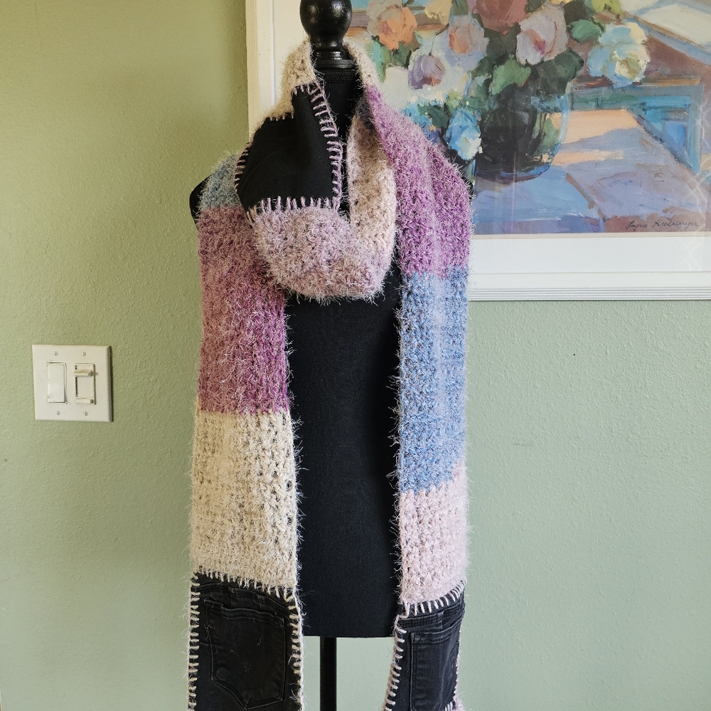 Colorful Denim/ Knit Scarf